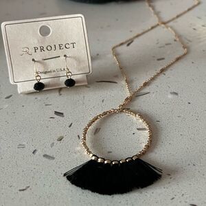 Black Tassel Boho Necklace Bundle Set